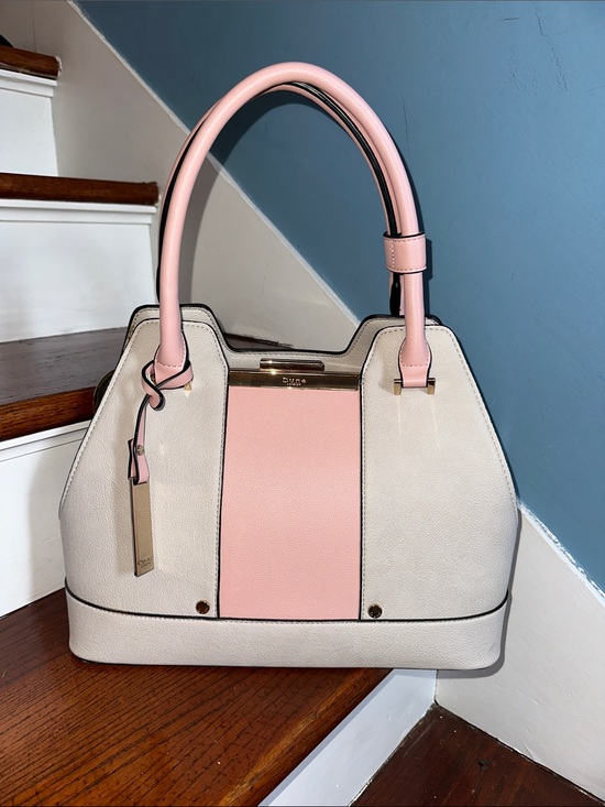 Dune London Handbags - Dune London Structured Neutral Pink & Cream Beige Top-Handle Satchel Purse